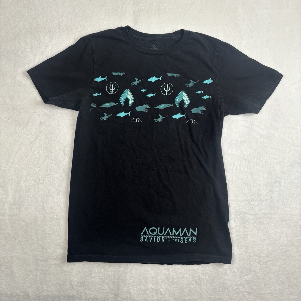 Aquaman Savior of the Seas DC Comics Black Short Graphic Shirt Youth‎ XL